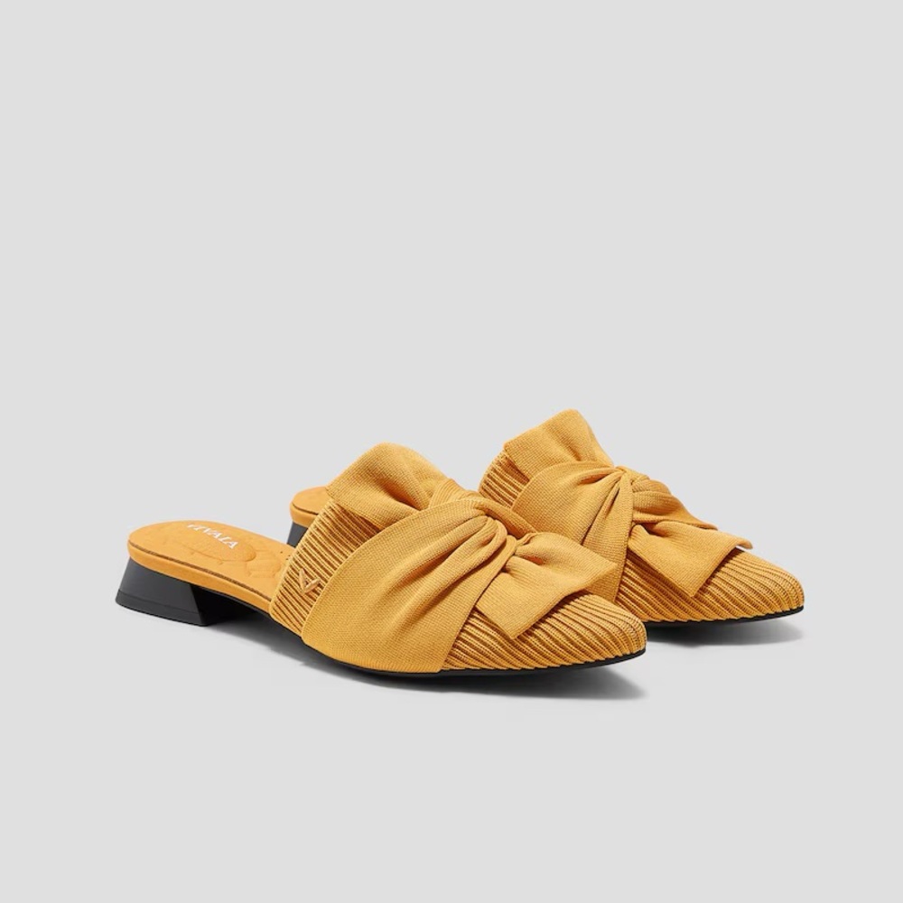 Yellow Bow Slip-On Sandals